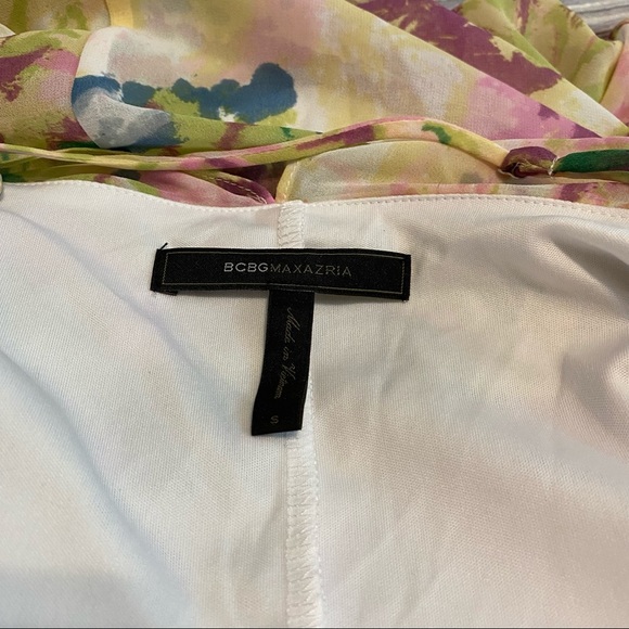 BCBGMaxAzria Multicolor Floral Printed Sleeveless Strappy Back Mini Dress Sz S - Picture 6 of 8